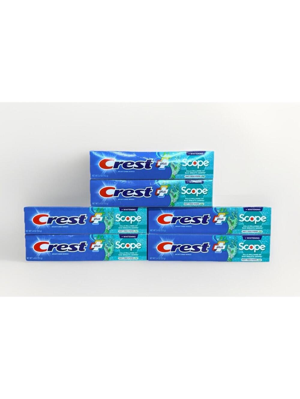 6 Crest+ Plus Whitening Scope Outlast Long Lasting Mint Toothpaste 5.4 oz